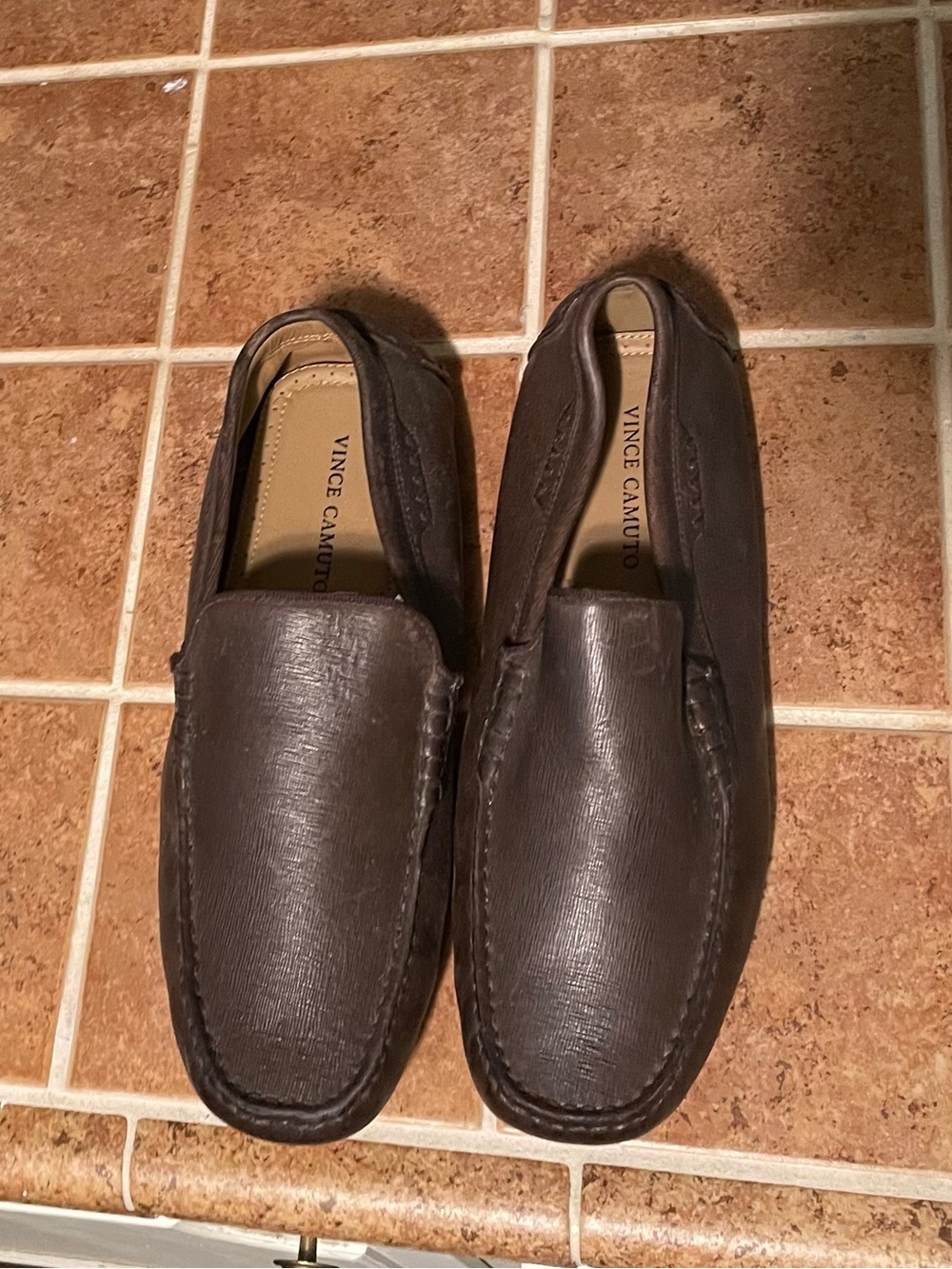 Vince Camuto Men's Dark Brown Leather Slip-On Loafers